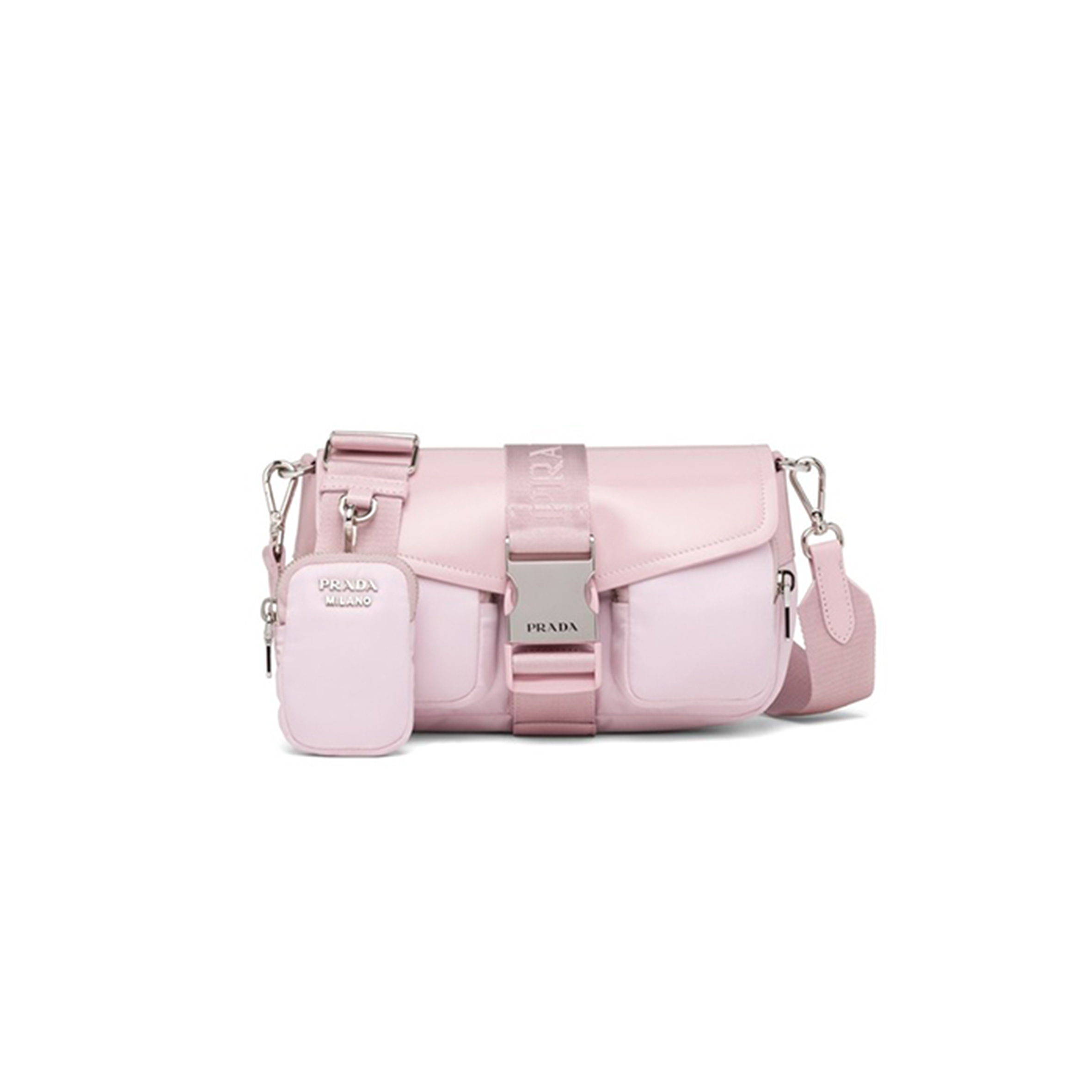 Pra*a nylon and glossed leather shoulder bag 1bd295 (23*12.5*5.5cm)